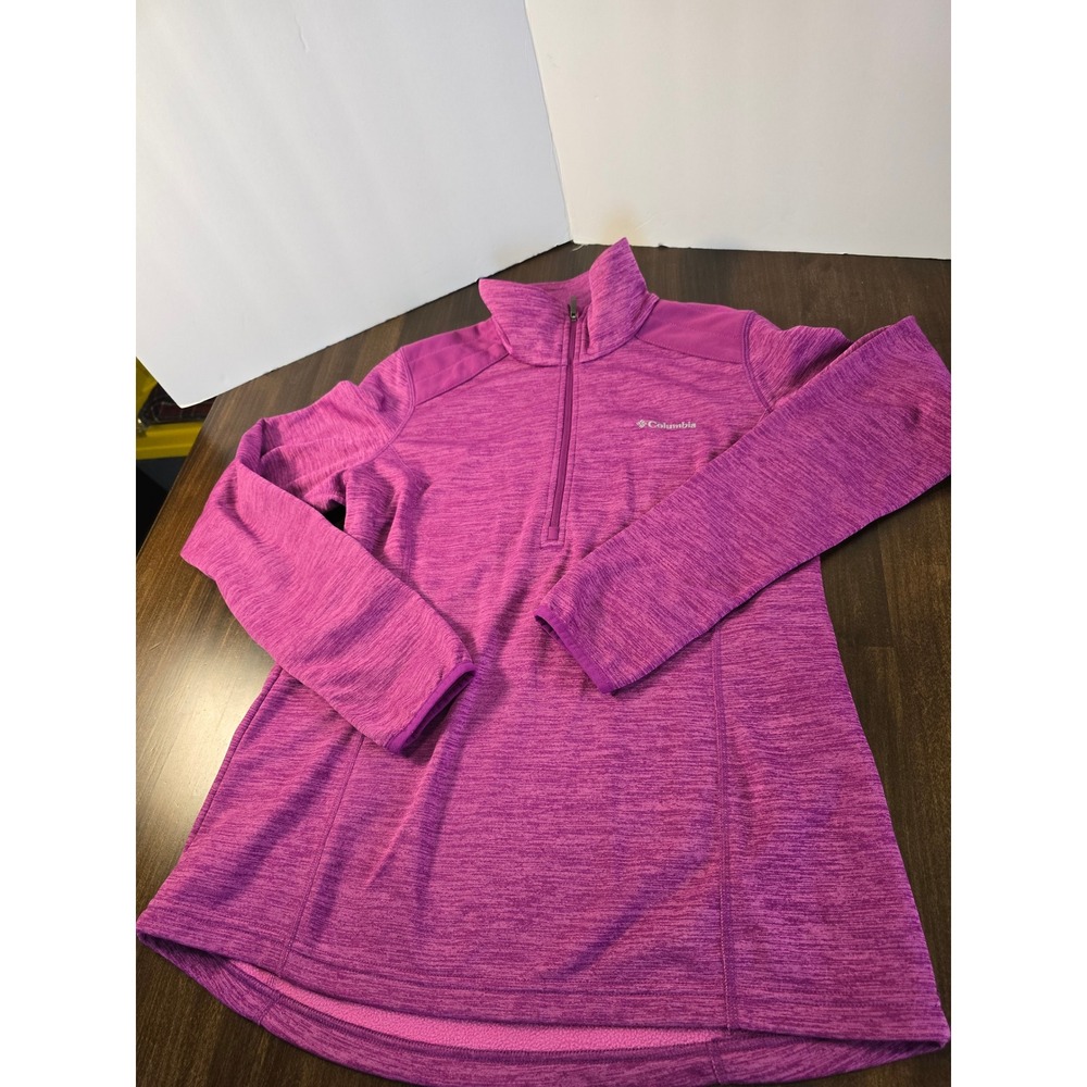 Columbia Womens Magenta Space Dye Quarter Zip Fleece Pullover Thumbholes Medium